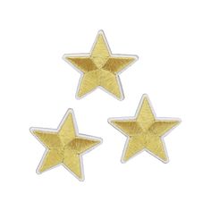 three gold stars on white background