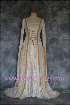 Medieval Wedding Dress, Renaissance Gown, Elvish Wedding Dress, Robe Medievale, Pre-Raphaelite Dress, Hand Fasting Dress, Dora.  Dora, a stunningly Elegant White Medieval Dress With Historical Design, Regency Style Wedding Dresses For Medieval Festivals, Medieval Regency Wedding Dress For Medieval Festivals, Medieval Regency Wedding Dress For Festivals, Medieval Wedding Dress For Medieval Festivals, Medieval Wedding Dress For Historical Festivals, White Historical Design Gown For Costume, White Medieval Wedding Dress With Historical Design, Elven Wedding Dress With Historical Design