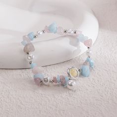 The Main Material: PearlStyle: Vintage,ElegantOccasion: Daily Occasion,Party OccasionSeasoon: All fit Spring Party Blue Bracelets, Elegant Blue Bracelets For Spring, Kilala Princess, Vintage Elegant, Pearl Bracelet, Natural Stone, Natural Stones, Light Blue, Bracelet