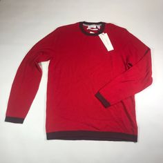 Calvin Klein Mens All-Over Textured Pullover Sweater Mens Size Large 40j4777 Nwt Medium Red Vintage Calvin Klein, Calvin Klein Red, Waffle Knit Sweater, Quarter Zip Sweater, Calvin Klein Men, Sweaters Crewneck, Supima Cotton, Stripe Sweater, Long Sleeve Sweatshirts