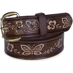 Product Details Fabric Type 100% Leather Care Instructions Dry Cloth Clean Origin Made In Usa About This Item Best Belts Ever - The 5517 Women's Belt Comes With A 1" Wide Medium Brown Two Tone Butterfly And Floral Embossed. It Is Great For All Ages Made In Usa - Each Belt Is Made 100% From Locally Raised Cattle Of Handcrafted One Solid Piece Of Full Grain Leather. Colors Can Vary Due To The Nature Of Natural Leather Goods, Item May Appear Slightly Different Then Pictured. High-Performance Materi Gucci Marmont Belt, Women's Belt, Branded Belts, Studded Belt, Mein Style, Brown Belt, Genuine Leather Belt, Leather Silver, Leather Belts