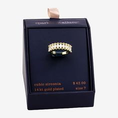 Ring Style: BandsFeatures: Nickel Free, In A Gift BoxStone Cut: MarquiseStone Millimeter Measurement: 5 Mm Width, 2.5 Mm LengthMetal Color: Gold ToneBand Width: 2.5mmCare: Wipe CleanStone Type: 11 Cubic ZirconiaMetal: 14k Gold Over BrassCountry of Origin: Imported Baguette Cut Stackable Jewelry For Gifts, Baguette Cut Stackable Jewelry Gift, Gift Baguette Cut Stackable Jewelry, Formal Stackable Cubic Zirconia Jewelry, Cubic Zirconia Baguette Cut Diamond Ring For Gift, Yellow Gold Jewelry With Gift Box For Anniversary, Gold Baguette Cut Rings For Gifts, Classic Gold Jewelry With Gift Box, Rings Bands