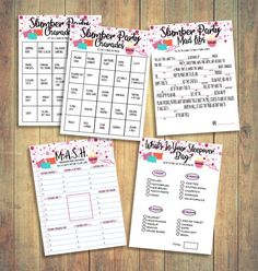 three printable party games with cupcakes on them