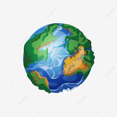 an image of the earth with water and land on it, illustration, cartoon png and psd