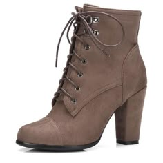 Style Notes Classic stylish high heel ankle boots come in several fall colours including black, khaki, dark gray and military green, These boots come up small, so if you are in-between sizes, then please size up! FREE DELIVERY WORLDWIDE. Due to high demand, there may be delays in delivery. The estimated delivery time is 9 - 14 days. We will ALWAYS do what it takes to provide exceptional customer service. We are only happy when you are 100% satisfied and that is why we back each order with a 14-d Heeled Sued Boots Uk, Short Shoes, Military Style Boots, Lace Up High Heels, Chunky High Heels, Stylish Boots, Thick Heel, High Heel Boots Ankle, Desert Boots