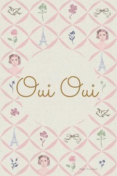 the cover of oui oui, with pink and gold trimmings on it