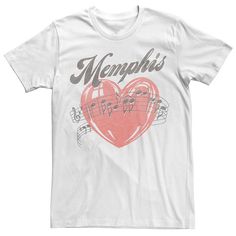 a white t - shirt with an image of a heart and musical notes on it