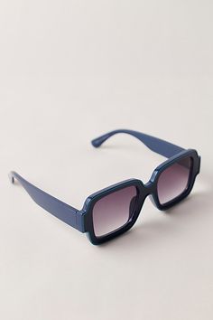 Classic sunglasses with a twist. These playful sunnies are featured in a square-shaped silhouette with a fun outlined frame and gradient-tined lenses. **Features:** Square-shaped design, thick frame with contrast-colored outline, thick temples, gradient-tinted lenses, fixed nose pads **Why We | Shadow Side Square Sunglasses by Free People in Blue Blue Square Frame Sunglasses With Tinted Lenses, Retro Blue Square Frame Sunglasses, Chic Blue Square Frame Sunglasses, Shadow Side, Classic Sunglasses, Square Sunglasses, Cobalt, Sunnies, Lenses