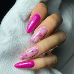 37 Cute Nail Trends to Try This Spring & Summer 2023 | Summer Nails Art Magenta Nails With Design, Crazy Pink Nails, Magenta Ombre Nails, Galaxy Nails Designs, Fucsia Nails Design, Magenta Acrylic Nails, Fuschia Nails Design, Nail Art Fucsia, Magenta Pink Nails