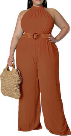 Elevate your style with our Plus Size Belted Halter Sleeveless Jumpsuit! Featuring a flattering halter neckline and belted waist, this jumpsuit is designed to enhance your curves. The sleeveless design keeps you cool and comfortable, while the included belt adds a touch of sophistication. Perfect for any occasion, feel confident and stylish in our jumpsuit! 93% Polyester 7% Spandex Machine Wash Brand Size Dress Bust Waist Hip XS 0-2 31-32.5'' 23-24'' 31-34" S 4--6 33-35'' 25-26'' 35-37" M 8--10 Sleeveless Belted Jumpsuits And Rompers, Casual Sleeveless Belted Jumpsuits And Rompers, Belted Strapless Sleeveless Jumpsuit, Belted Strapless Jumpsuit, Stretch Jumpsuit, Plus Size Belts, Shirt Jacket Men, Sequin Blazer, Mens Jackets Casual