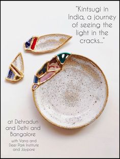 a brochure with three pieces of jewelry on it and the caption reads, knustug in india a journey of seeing the light in the cracks