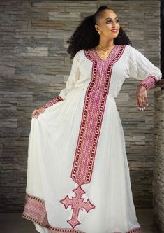 Pink Habesha Kemis, Habesha Clothes, Ethiopian Dresses, Eritrean Clothing, Amhara Culture, Eritrean Dress, Beautiful Ethiopian, Ethiopian Clothing, Habesha Dress