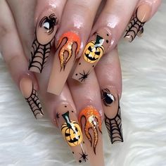 49641351610667 Nail Art French, White French Nails, Nail Art Halloween, Halloween Press On Nails, Nagel Tips, French Nail Art, Coffin Press On Nails, Halloween Nail Designs, Halloween Nail