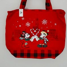 Beautiful New Disney Mickey Mouse Bags For Gifts, Red Mickey Mouse Casual Bag, Red Disney Bags For Disney Trips, Casual Red Mickey Mouse Bag, Cute Mickey Mouse Bags As Gift, Cute Mickey Mouse Bags For Gifts, Cute Red Minnie Mouse Bag, Disney Minnie Mouse Red Bags, Red Minnie Mouse Bag For Daily Use