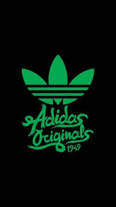 the adidas original logo in green on a black background