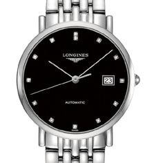 LONGINES The Longines Elegant Collection - L4.810.4.57.6 Mechanical Movement, Black Case, Water Resistant, Stainless Steel, Crystals, Glass