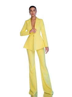 Please pay attention to suit measurements Pants total length is 115 cm or 45.2 inches (from waist to the bottom) Inseam length is 92 cm or 36.2 inches (from crotch to the bottom) Blazer length along the back 66 cm or 26 inches  Sleeve length is 62 cm or 24.4 inches 2-piece Womens Blazer Trouser Suit for office, business meetings, formal events and special occasions like civil wedding, elopement or birthday.  DETAILS -  flared pants -  side pockets -  slim fit   -  high rise -  blazer is buttoned Fitted Suit For Night Out In Spring, Tailored Long Sleeve Pantsuit For Party, Fitted Long Sleeve Pantsuit For Wedding, Chic Fitted Sets With Suit Collar, Fitted Long Sleeve Wedding Pantsuit, Elegant Tailored Dress Pants For Party, Fitted Spring Pantsuit For Night Out, Elegant Stretch Pantsuit For Spring, Chic Fitted Sets For Evening