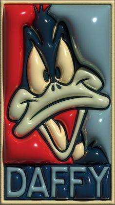 an image of a cartoon character with the word daffy on it's face