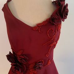 Beautifully Embellished Floral And Beaded Burgundy Gown With Sweetheart Neckline. Can Be Worn On Or Off The Shoulders. Features Peplum Waist With Double Back Zippers. Worn Oncelike Brand New! Us Size 6. Estelle Dress, Burgundy Gown, Empire Waist Maxi Dress, Green Shirt Dress, Floral Babydoll Dress, Polka Dot Maxi Dresses, Long Beach Dress, Sleeveless Gown, Tie Dye Maxi Dresses