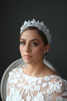 Crown for Brides Bridal Crown | EDEN LUXE Bridal Bohemian Veils, Floral Veil, Silver Head Piece, Beautiful Tiaras, Lady Mary, Diamond Tiara, Diamond Crown, Gown Photos, Gold Headband