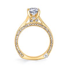 This ring has two personalities -- from the top it is relaxed and quiet, and from the side, it’s ready to party! The Crave engagement ring appears to be a solitaire at first glance until you see the beautiful side detail set with 77 accent diamonds on the profile, for a total weight of 0.405 carats, leading you to the Mark Schneider trademark Secret Heart. If you want a ring that is versatile and a nice mix of classic and contemporary, you may want to try on the Crave engagement ring and see how Timeless Rings With Center Stone For Proposal, Timeless Proposal Rings With Center Stone, Timeless Round Cut Ring For Proposal, Brilliant Cut Diamond Proposal Ring With Open Design, Classic Open Ring Diamond Ring For Proposal, Classic Diamond Open Ring For Proposal, Solitaire Diamond Proposal Ring, Open Style, Solitaire Diamond Proposal Ring Open Shape, Solitaire Diamond Open Ring For Proposal