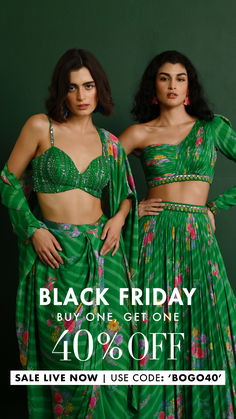 Celebrate Black Friday in style with Indiaspopup.com. Explore the epitome of luxury in Lehengas, Saris, Cape Sets, and Kurtas – Buy One, Get One 40% off. Seamless indulgence awaits with free shipping and effortless EMI payments. Kurta Lehenga, Drape Sarees, Embroidered Bodysuit, Color Blocking Outfits, Drape Gowns, Royalty Aesthetic, Indian Gowns Dresses, Prints Design, Indian Gowns