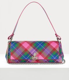 Our Large Hazel handbag is the latest development of the signature Hazel range. This season, the piece receives our 'Candy Tartan' motif, inspired by the wild beauty of the Scottish Highlands, complete with an orb plaque on the magnetic closure - synonymous with Vivienne's vision of launching tradition into the future. Wild Beauty, Into The Future, Socks And Tights, Knitwear Tops, Scottish Highlands, Watch Gifts, Sweatshirt Shirt, Pump Sandals, Platform Pumps