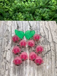 Pink Lily Of The Valley-Inspired Floral Dangle Earrings Whimsical Pink Flower Earrings For Pierced Ears, Pink Whimsical Flower Earrings For Pierced Ears, Whimsical Pink Dangle Flower Earrings, Pink Adjustable Dangle Flower Earrings, Gauge Sizes, Make Pictures, Stretched Ears, Custom Earrings, Pink Lily