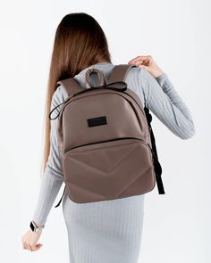 Step out in style with our personalized black eco-leather backpack for women. Combining function with fashion, this backpack is designed for modern professionals and students who value both style and practicality. The option to personalize adds a unique touch, making this backpack an excellent gift or a stand-out addition to your personal collection. HIGHLIGHTS: Our backpack offers a blend of style, functionality, and comfort. It features a dedicated compartment for a laptop up to 14 inches, Jap Japanese Street Style, Backpack Beige, Laptop Backpack Women, Street Style Bags, City Backpack, Everyday Backpack, Vegan Leather Tote, Japanese Street, Laptop Rucksack