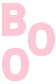 the word boo is written in pink on a white background