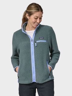 Our friends at Patagonia took their heritage double-sided shearling fleece and rebuilt it with 100% recycled poly. Plush, packable and wind-blocking, the thermal layer is as warm and soft as its predecessors, while treading lightly on Mother Nature. Buy one and it will last a lifetime. By Patagonia. XS(2-4), S(6-8), M(10-12), L(14-16), XL(18-20). Patagonia Retro Pile Fleece, Patagonia Womens Fleece, Patagonia Retro Pile, Patagonia Retro, Patagonia Women, Mum Fashion, Fleece Jacket Womens, Teddy Jacket, Womens Fleece