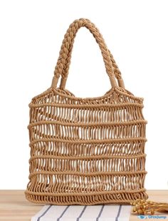 OrcaJump - Camel White Womens Straw Bag Beach Sling Top Handle Shoulder Bag Solid Color Everyday Out Sand-colored Bags With Braided Handles For Daily Use, Light Brown Woven Bags For Daily Use, Casual Square Hobo Bag, Casual Beige Square Hobo Bag, Daily Use Light Brown Woven Bag, Light Brown Woven Bags For Summer, Light Brown Beach Satchel For Summer, Casual Woven Light Brown Shoulder Bag, Light Brown Woven Shoulder Bag