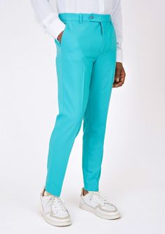 Be bold in our Aqua Blue Stretch Pants. Made with a stretch cotton fabric, these custom made pants will move with you and stand out wherever you go. Blue Slim Fit Elastane Bottoms, Spring 4-way Stretch Tapered Leg Pants, 4-way Stretch Tapered Leg Spring Pants, Fitted Cotton Ankle-length Bottoms, Fitted Cotton Ankle-length Pants, Blue 4-way Stretch Bottoms For Spring, Spring Blue 4-way Stretch Bottoms, Blue Straight-leg Elastane Dress Pants, Blue Fitted Elastane Pants