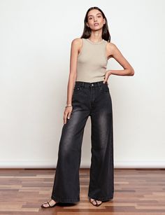 FINAL SALEBlack washed denim high-waisted jeans with wide leg . Brand Pixie Market 100% cotton denimBaggy fit High waist Wide leg Size S waist 26.5", hips 36.5"Size M waist 28.5", hips 38.5"Size L waist 30.5", hips 40.5'"Length 42"Model is wearing a size small and model's height is 5.9/ 175 cm Pixie Market, Washed Denim, High Waisted Denim, Denim Wash, Wide Leg Jeans, High Waist Jeans, Denim Women, Leg Jeans, Denim Jacket