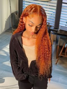 UNice Colored Orange Ginger 4x0.75 Lace Part Wig Human Hair Curly Wig 150% Density,Absolutely Stunning and Gorgeous Ginger Deep Wave Wig, Ginger Color, Unice Hair, Aesthetic Hairstyles, Frontal Wig Hairstyles, Ginger Hair Color, Long Hair Wigs, Short Hair Wigs, Curly Human Hair Wig