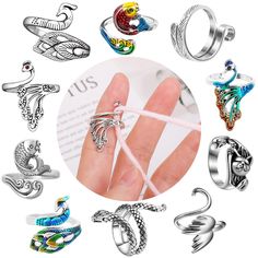 an assortment of rings with different designs on them