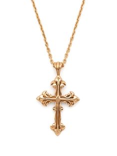 large Avelli cross necklace from EMANUELE BICOCCHI featuring 24kt gold plated, sterling silver, polished finish, cross pendant, delicate chain and spring-ring fastening.