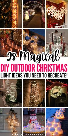 outdoor DIY Christmas light ideas Homes Decorated For Christmas Exterior, Diy Yard Decorations For Christmas, Christmas Trellis Outdoor, Christmas Light Displays Outdoor Diy, Diy Large Outdoor Christmas Decorations, Easy Christmas Outdoor Decorations, Decorating For Christmas Outdoors, Outdoor Xmas Decorations Diy, Christmas Lighting Ideas For Outside