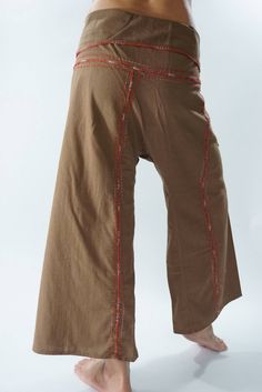 "Unisex Thai fisherman pants. One size fits all. You can wear in many occasions, casual wear, yoga wear, maternity wear, relax at home, travel etc. If you are looking for some pants that you can wear everywhere, comfortable, relax and Easy to wear. Thai fisherman pants is Answer!! Nice gift for yourself or your lover One pocket on the side for storing your items such as wallets, mobile phones, etc Approx. Measurements: One size can fits most and 1 Pockets Measurement Waist 27\" (69 cms) Length 4 Baggy Wide-leg Pants With Contrast Stitching, Summer Wide Leg Bottoms With Contrast Stitching, Stretch Cotton Yoga Bottoms, Stretch Cotton Bottoms For Yoga, Cotton Bottoms With Contrast Stitching And Relaxed Fit, Relaxed Fit Cotton Bottoms With Contrast Stitching, Cotton Wide Leg Pants With Contrast Stitching, Cotton Trousers With Contrast Stitching, Relaxed Fit Cotton Pants With Contrast Stitching