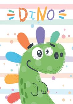 a cartoon dinosaur with the word dino on it's back