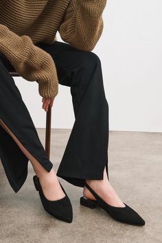 A sleek shoe that's perfect for every day, our Jeanne Flats are feminine, yet frills-free. Combining a modern square heel silhouette with a pointed toe, these streamlined slingbacks are crafted in Italian suede leather with a low block heel and buckle fastening. Naturally, our Jeanne Flats are perfect to pair with skir Trendy Low Heel Block Heels For Work, Chic Square Toe Block Heels For Fall, Chic Fall Block Heels With Square Toe, Chic Spring Slingback Block Heels, Trendy Ankle Strap Block Heels For Work, Trendy Block Heels With Ankle Strap For Work, Trendy Slingback Pumps With Padded Block Heel, Chic Block Heels For Fall, Sculpted Heel Slingback Block Heels