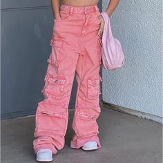 Kids Pink Cargo Pants Size 14, Brand New With Tag. Pink Cotton Cargo Pants, Pink Cotton Cargo Style Pants, Pink Casual Parachute Pants With Multiple Pockets, Pink Streetwear Bottoms With Cargo Pockets, Pink Cargo Bottoms For Streetwear, Pink Baggy Cargo Pants, Baggy Pink Pants With Cargo Pockets, Pink Wide Leg Pants With Multiple Pockets, Pink Baggy Cargo Style Bottoms