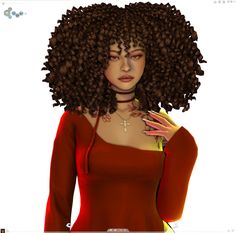 an animated image of a woman with curly hair