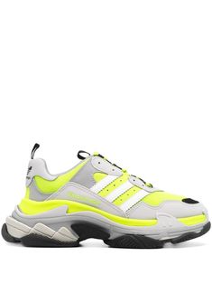 grey/fluorescent yellow panelled design stacked sole signature 3-Stripes logo signature trefoil logo detail front lace-up fastening double pull-tab at the opening Conscious: We've partnered with Good On You – an ethical agency that rates how sustainably brands perform. This item comes from a brand that performs well in relation to their impact on the planet. Balenciaga Triple S White, Balenciaga X Adidas, Fluorescent Yellow, Balenciaga Triple S, Sneakers Grey, Dolce & Gabbana, Pull Tab, Mens Shoes Sneakers, Balenciaga