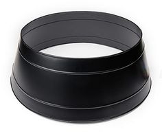 an empty black plastic bowl on a white background with clippings to the side