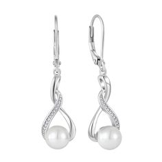 PRICES MAY VARY. Pearl Earrings: Simple yet very elegant white pearl drop earrings. The infinity design has no beginning and no end, so the infinity earrings for women represent endless love, friendship, and eternal love High Quality: 925 sterling silver with 18k white gold plated and 5A cubic zirconia, freshwater pearl. Hypoallergenic, nickel free, lead free Suitable Size: Pearl Dangle Earrings Length: 37 mm / 1.45 inch. Freshwater Pearl Size: 7x7 mm / 0.27x0.27 inch Ideal Gift: Comes with a de Pearl Jewelry Gift, Infinity Earrings, Freshwater Pearl Drop Earrings, Infinity Design, Earrings Simple, Earrings Pearl, Leverback Earrings, Pearl Earrings Dangle, Delicate Jewelry