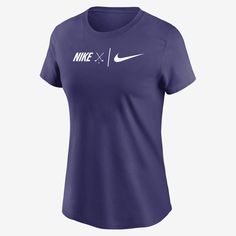 It's your game. Show it the love it deserves in this classic Nike golf tee. Purple Athleisure T-shirt For Sports, Sporty Purple T-shirt With Graphic Print, Nike Purple Crew Neck T-shirt, Purple Sports T-shirt With Logo Print, Sports Purple T-shirt With Logo Print, Sports T-shirt Purple With Logo Print, Purple Crew Neck Top With Team Name, Purple Crew Neck T-shirt With Team Name, Purple Graphic Print T-shirt For Sports Season