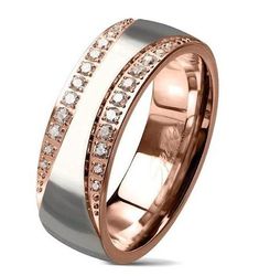 Men's Diamond Cz Rose Gold Stainless Steel Wedding Band | Edwin Earls Jewelry Cz Wedding Ring Sets, Art Deco Rose, Stainless Steel Wedding Bands, Gold Anniversary Rings, Deco Rose, Sterling Silver Wedding Rings, Gold Anniversary, Wedding Rings Rose Gold, Silver Wedding Rings