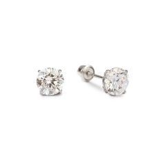 Our best selling classic 14K White Gold stud earrings features a SPARKLY solitaire that shines very every angle. 14K White Gold White Sapphire Gemstones with prong setting Hypoallergenic, lead and nickel free Diameter 5mm,6mm,7mm Post Earring Length 9mm Push back or Screw backs #ES127-WG White Gold Stud Earrings, Jewelry Gift Guide, White Gold Earrings Studs, White Gold Studs, Sapphire Studs, Moms Bracelet, Gold Statement Ring, Choker Pendant, Nose Jewelry