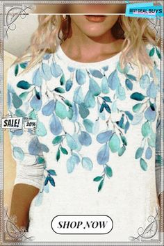 Floral Casual Crew Neck T-shirt Neck T Shirt, Floral Tops, Blouses, Crew Neck, Floral, Women's Top, T Shirt